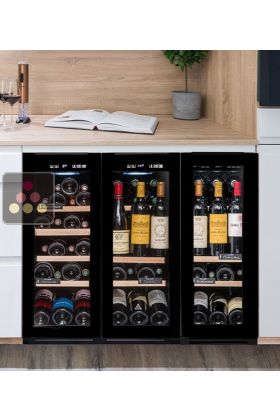 3-temperature built-in combination of 2 serving wine cellars