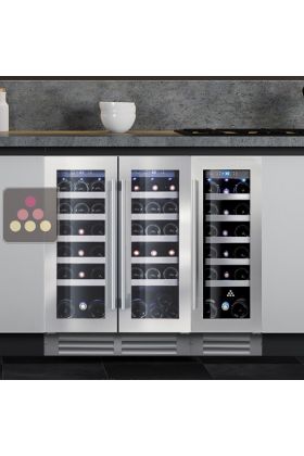 3-temperature built-in combination of 2 serving wine cellars - Steel frames