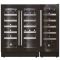 3-temperature built-in combination of 2 serving wine cellars - Black glass frames