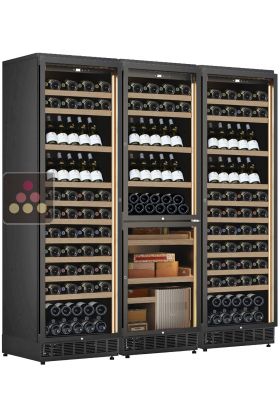 Built-in combination of 2 wine cabinet, and 1 wine & cigar cabinet