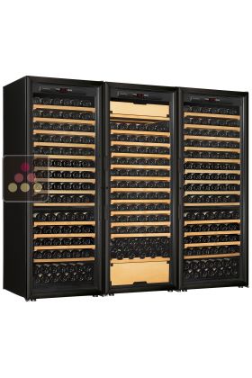 Combination of two ageing wine cabinet and one multipurpose wine cabinet - Sliding shelves