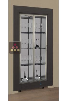 Built-in non-refrigerated display case for glassware or spirits