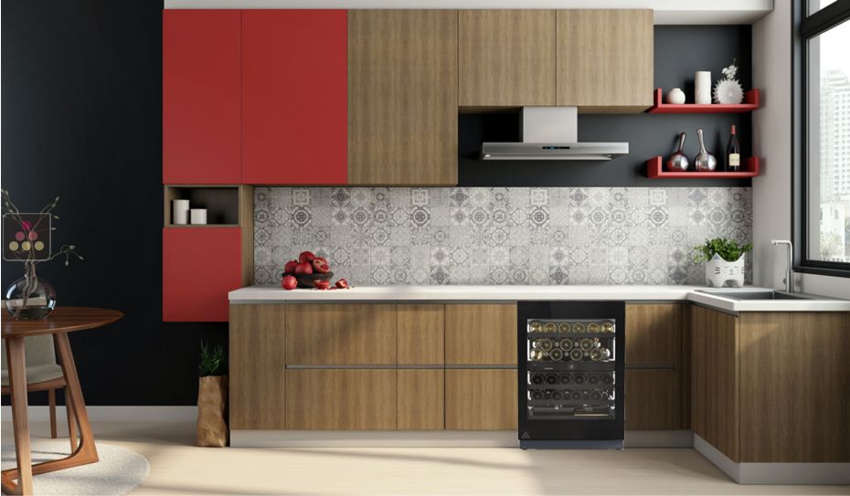 Dual temperature wine cabinet for storage and service - can be fitted
