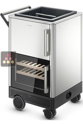 Outdoor mobile bar with refrigerated cabinet and insulated presentation bin with protective cover, chopping board and serving tray - Occasion