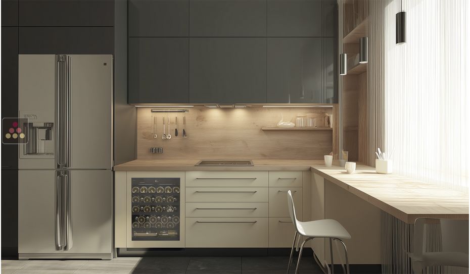 Single temperature built-in wine cabinet for storage and/or service - Customizable front
