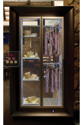 Refrigerated cheese and delicatessen cabinet for storage or service in an island unit