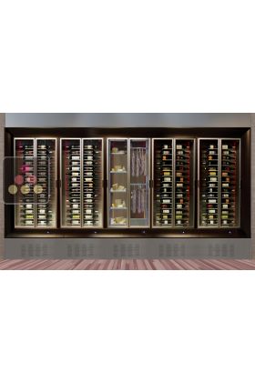 Built-in combination of 4 multi purpose wine cabinets and 1 delicatessen/cheese cabinet, remote compressor