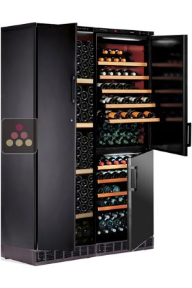 Built-in combination of 3 single-temperature wine cabinets for ageing or service