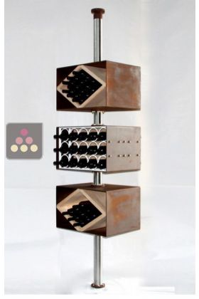 Vertical Bottle holder with three rotary modules for 100 bottles