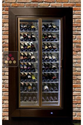Professional multi-temperature built-in wine display cabinet - Wall crossing - Inclined bottles