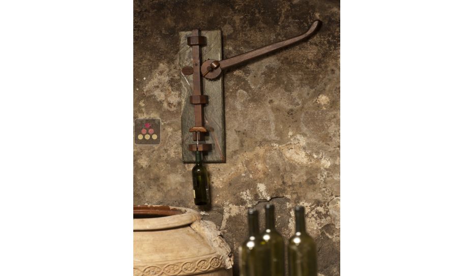 Stone and wooden wall corkscrew