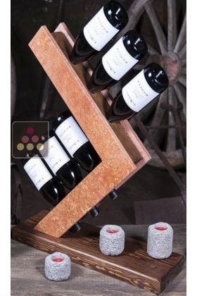 Stone and wood table bottle display unit