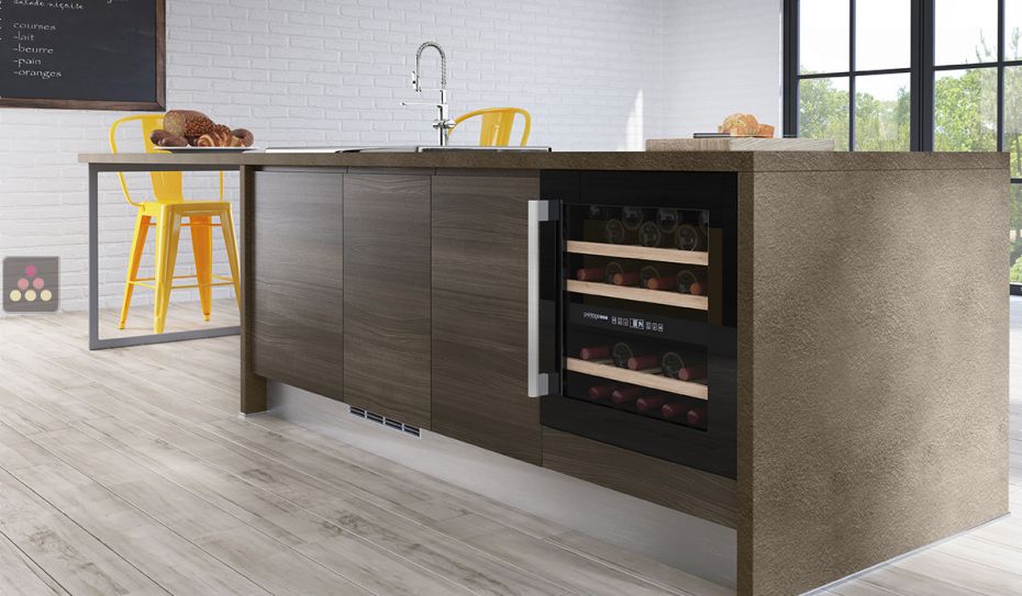 Dual temperature built in wine service cabinet