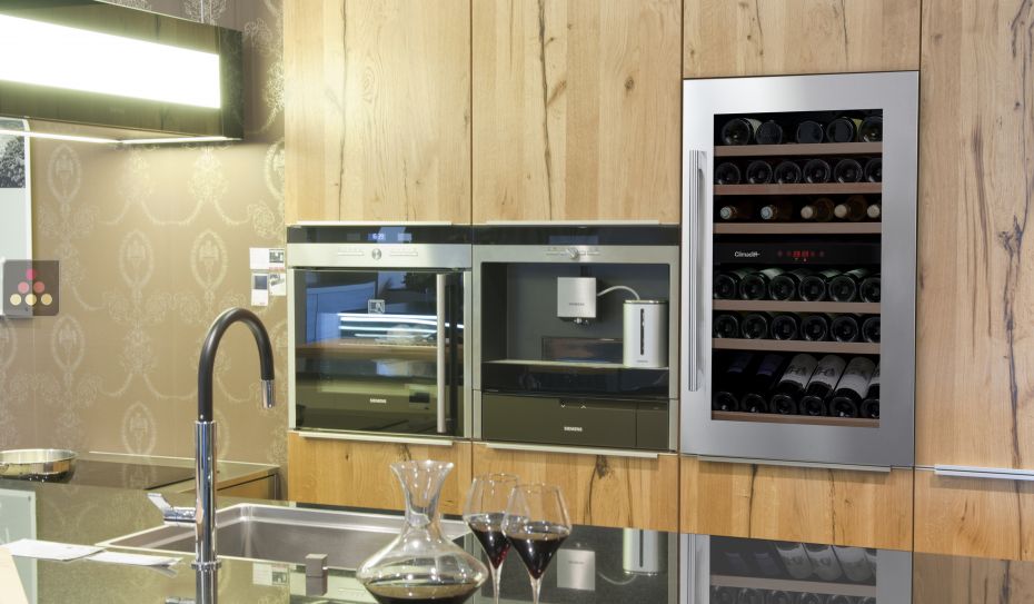 Dual temperature built in wine service cabinet