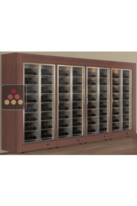 Freestanding combination of 4 professional multi-temperature wine display cabinets - Inclined bottles - Flat frame