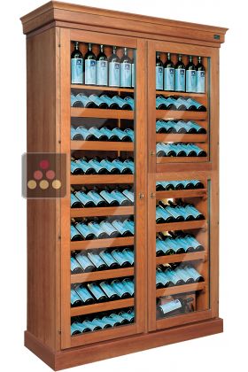 Multi-temperature wine storage and service cabinet