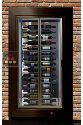 Professional multi-temperature built-in wine display cabinet - Wall crossing - Horizontal bottles