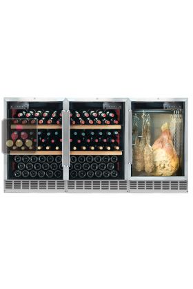 Built-in combination of 2 wine cabinets and a delicatessen cabinet
