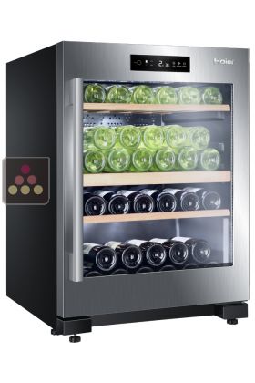 Dual-temperature wine cabinet for storage or service