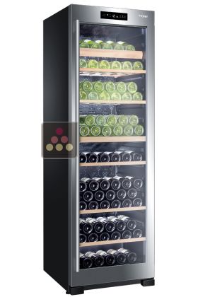 Dual-temperature wine cabinet for storage or service