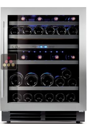 Dual temperature built in wine cabinet for storage and/or service