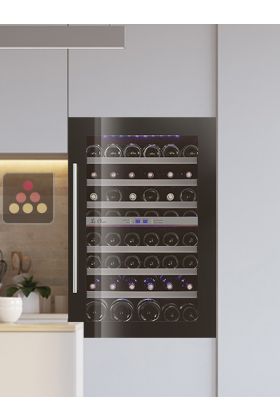 Dual temperature built in wine cabinet for storage and/or service