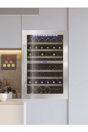 Dual temperature built in wine cabinet for storage and/or service