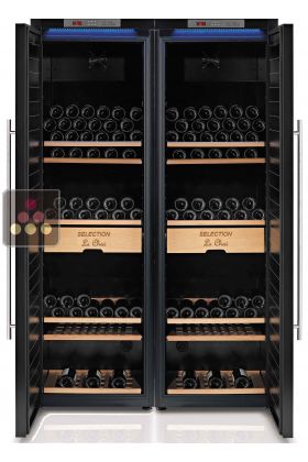 Combination of 2 single temperature wine cabinets with humidity control