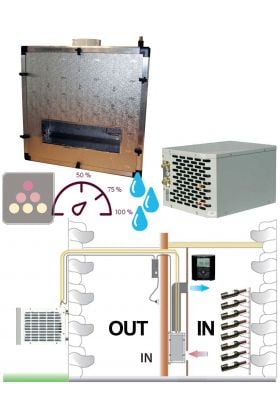 Air conditioner for wine cellar up to 2200W with ducted evaporator and humidifier - Vertical ducting