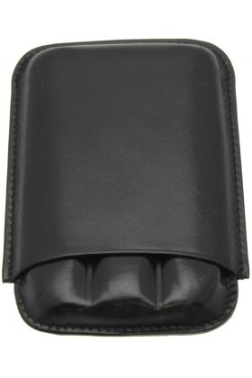 Black leather cigar case for 3 cigars