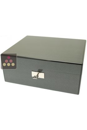 Cigar humidor with carbon finishing
