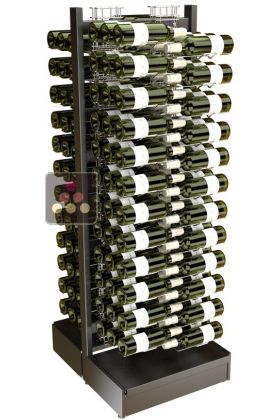 Freestanding double sided metal support for 144 bottles
