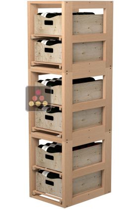 Set of 3 Wooden Storage unit for 6 wooden boxes