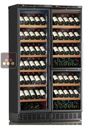 Built-in combination of 3 single-temperature wine cabinets for service or storage