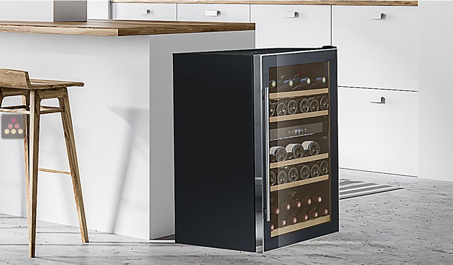 Dual temperature wine service cabinet