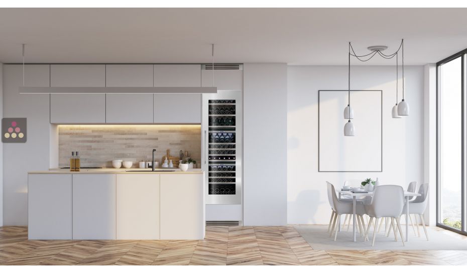 Triple temperature built in wine cabinet for storage and service