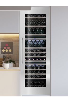 Triple temperature built in wine cabinet for storage and service