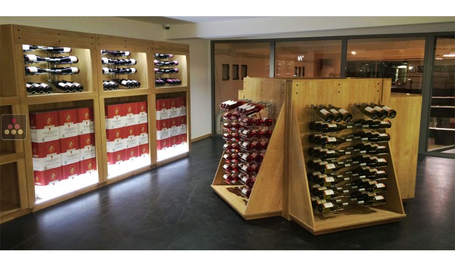 Chromed steel wall rack for 36 x 75cl bottles - Mixed horizontal and inclined bottles