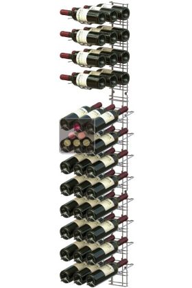 Chromed steel wall rack for 36 x 75cl bottles - Mixed horizontal and inclined bottles