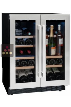 Dual temperature wine service cabinet