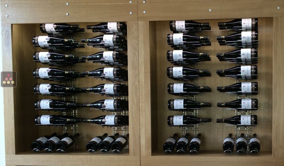Black wall rack for 24 x 75cl bottles - Horizontal bottles