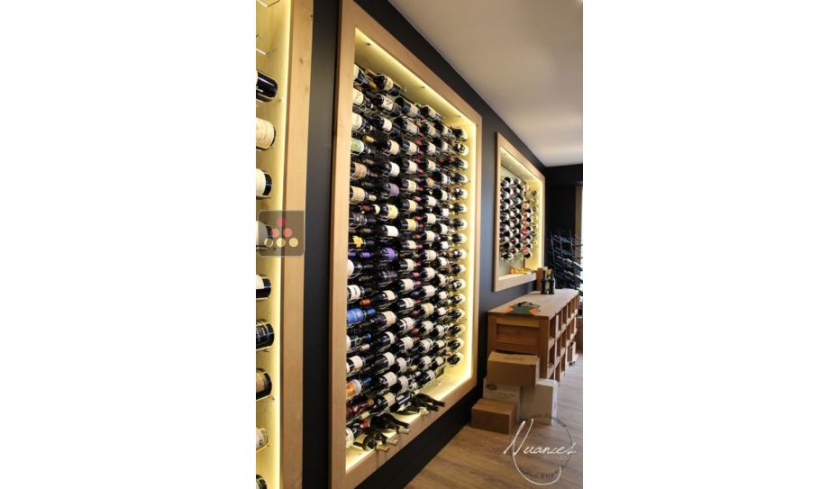 Black wall rack for 48 x 75cl bottles - Horizontal bottles