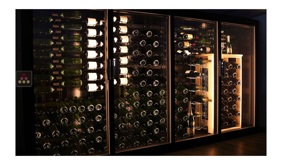 Black wall rack for 24 x 75cl bottles - Sloping bottles