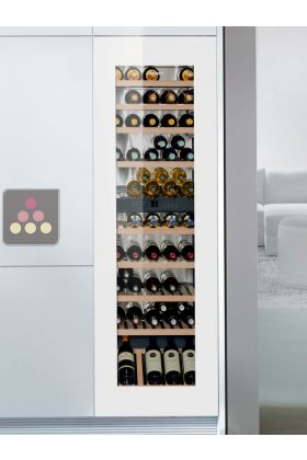 Multi-purpose wine cabinet for the storage and service of wine - can be fitted - White glass door.
