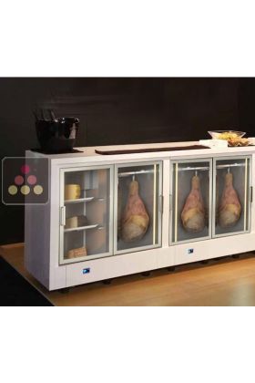 Central counter combining a delicatessen cabinet and cheese and delicatessen cabinet