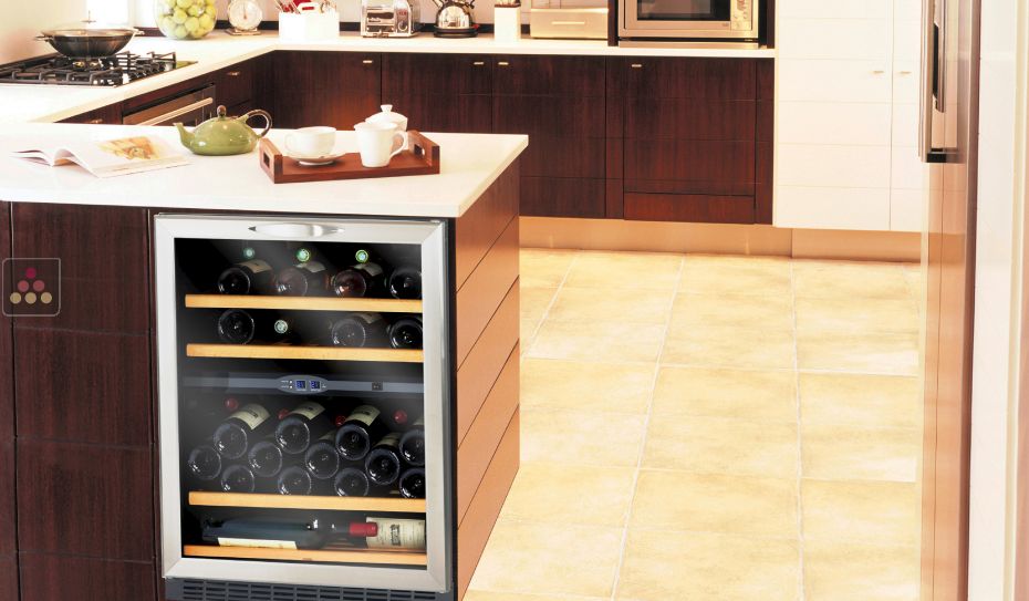 Dual temperature wine storage and service cabinet