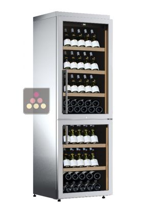 Dual temperature wine cabinet for service and/or storage - Inclined bottle display
