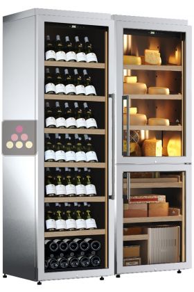 Combination of a multi-temperature wine cabinet, a cheese cabinet and a cigar cabinet