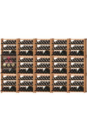 Set of 15 modular beechwood racks for 525 bottles