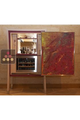 Customizable craft tasting cabinet with single temperature wine cabinet for service (sold without painting)